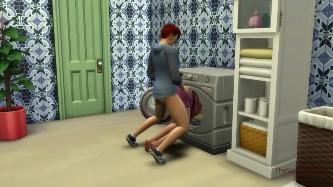 Sims 4, minha voz, seduzindo milf madrasta foi fodida na máquina de lavar por seu enteado